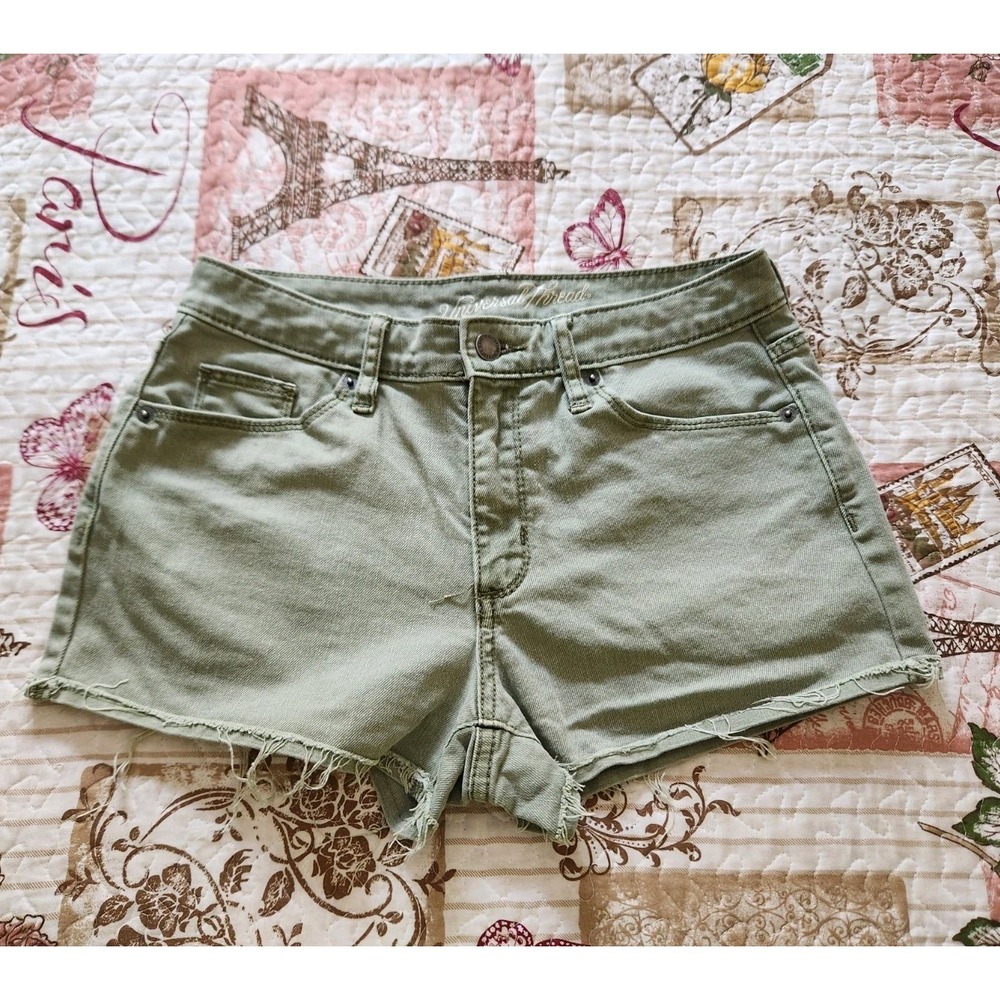 Universal Thread Women's High-Rise Shortie Green Cotton Size 4/27R